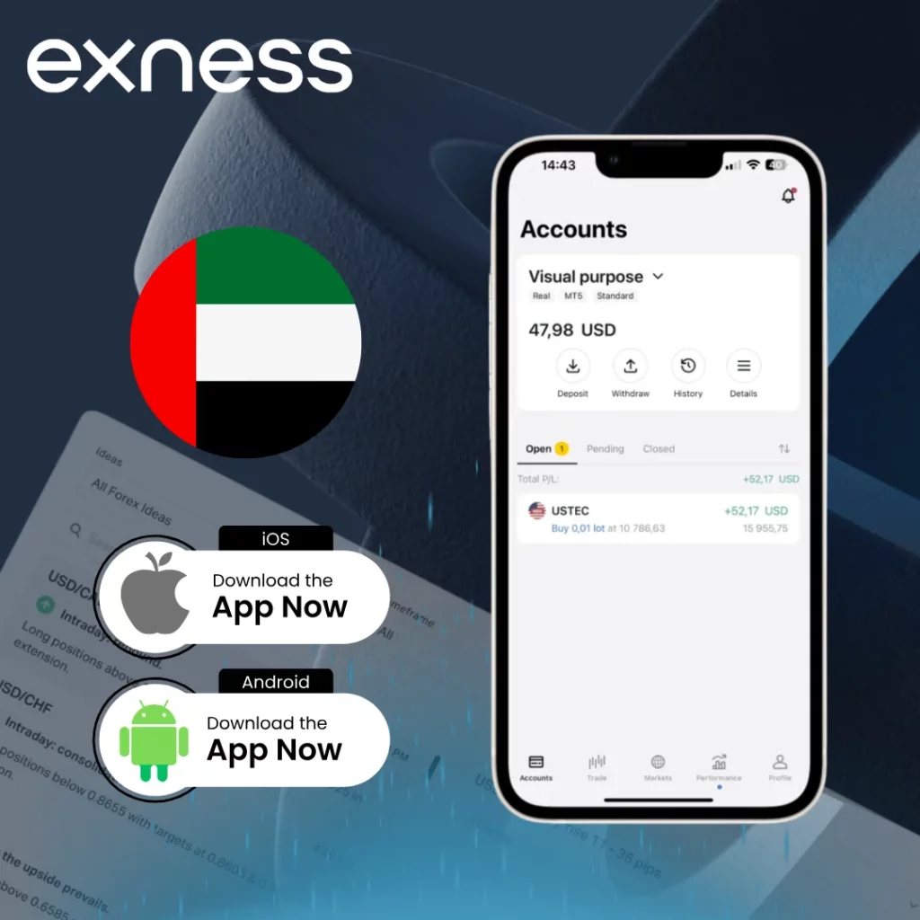 start trading on the Exness app uae