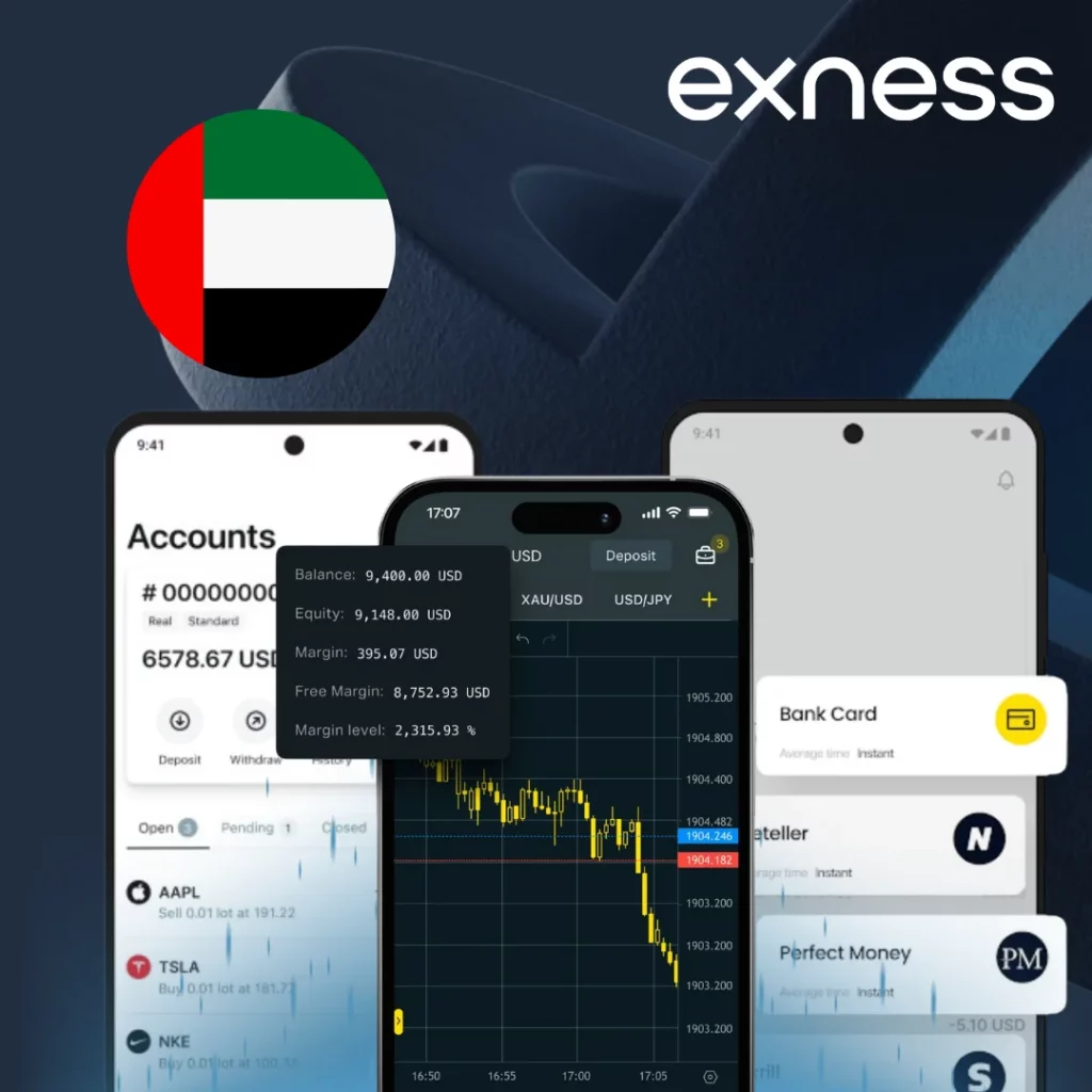 Deposit or withdraw funds in the Exness app UAE
