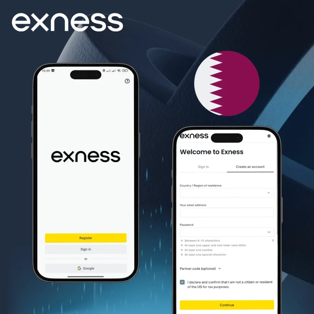 get started with the Exness app in Qatar