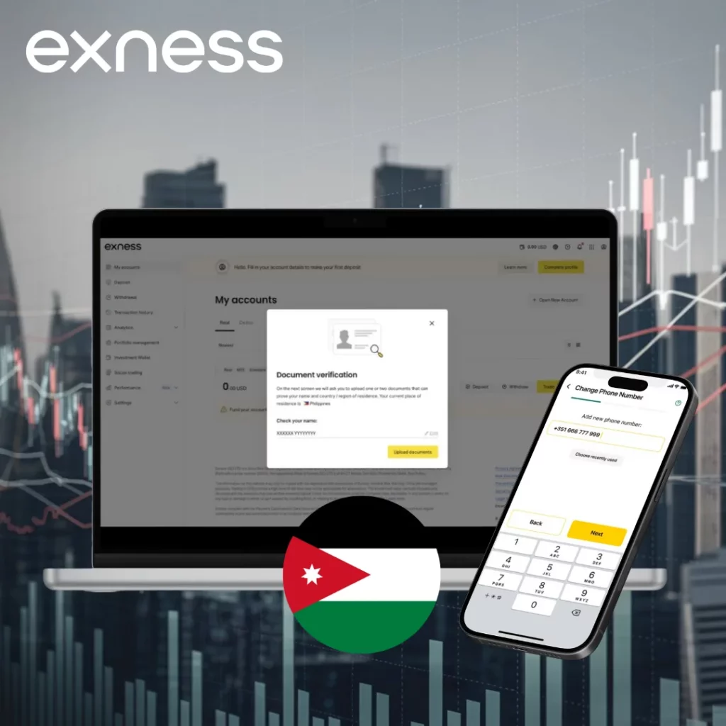 verify your account on the Exness app in Jordan